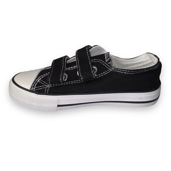 Mishansha Hook & Loop Casual Canvas Sneakers Black / White Youth 2 - Picture 6 of 10
